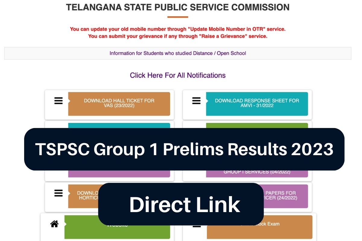 TSPSC Group 1 Prelims Result 2023 @www.tspsc.gov.in CutOff & Merit List Direct Link