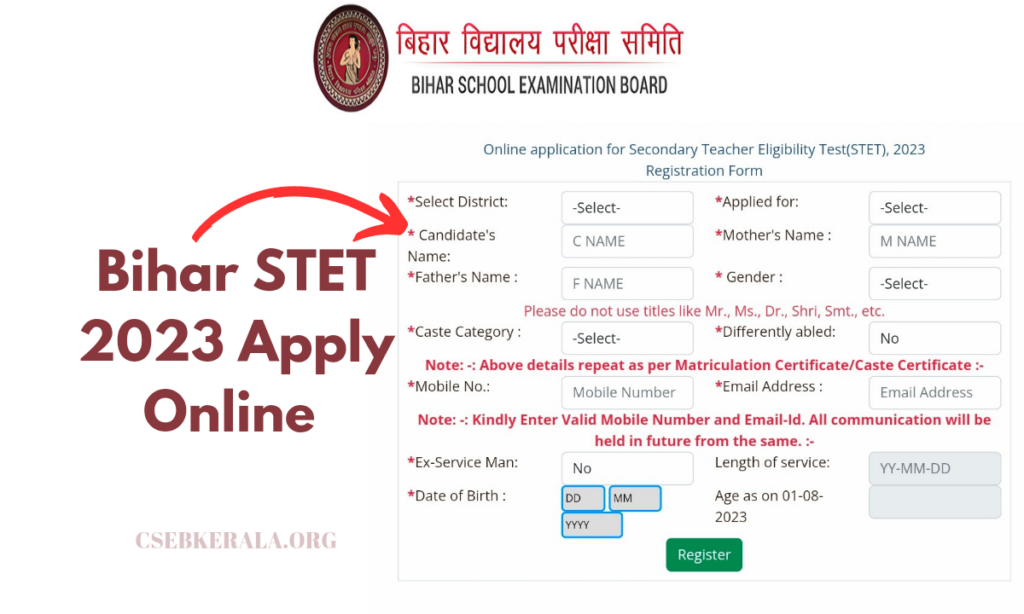 Bihar STET 2023 apply online