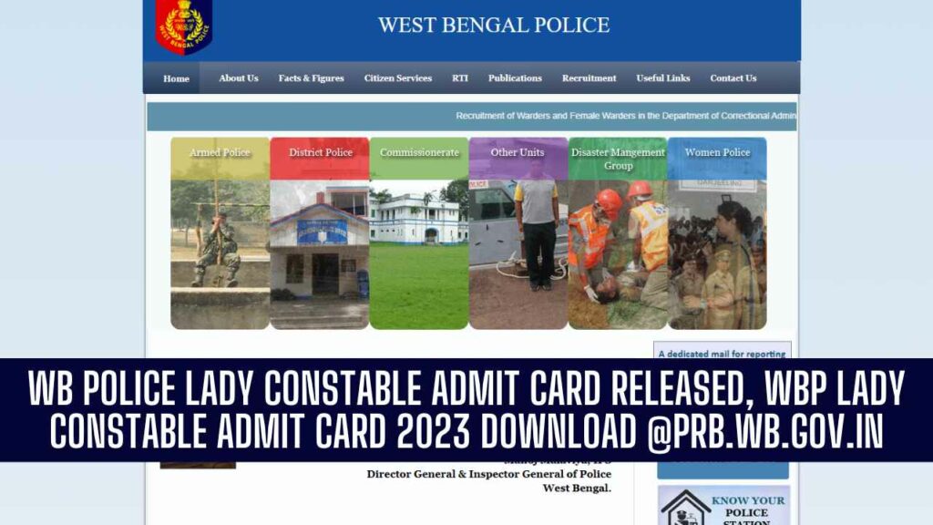 WB Police Lady Constable admit card released, WBP Lady Constable Admit Card 2023 Download @prb.wb.gov.in