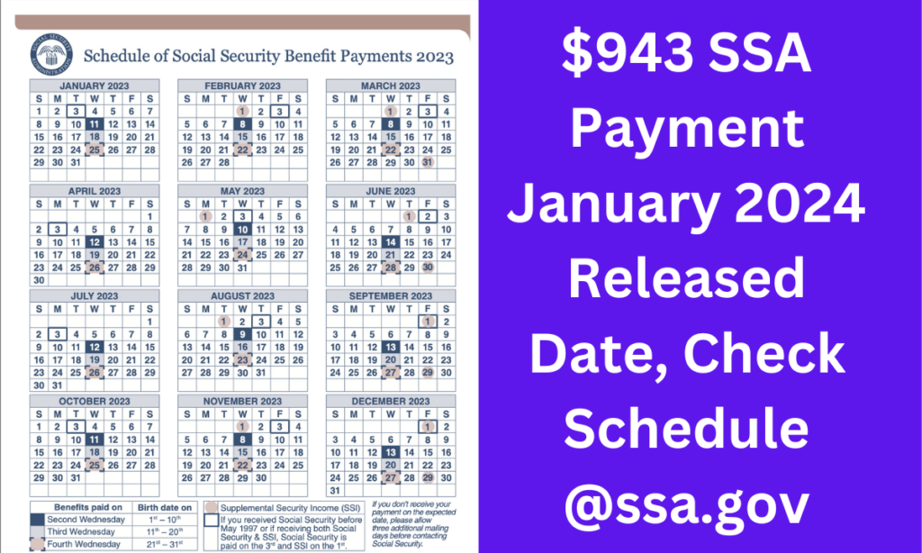 $943 SSA Payment January 2024 Released Date, Check Schedule  @ssa.gov