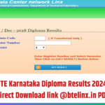 DTE Karnataka Diploma Results 2024, Direct Download link @btelinx.in PDF