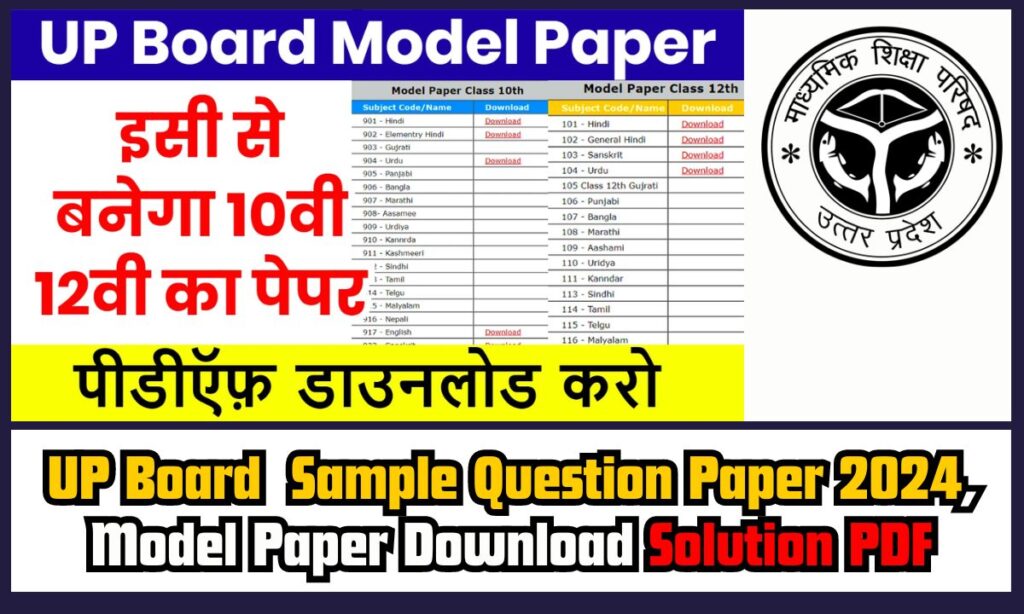 UP Board Sample Paper 2024 - Examination Date