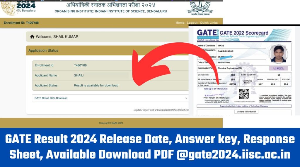 GATE Result 2024 Release Date, Answer key, Scorecard Available Download PDF @gate2024.iisc.ac.in