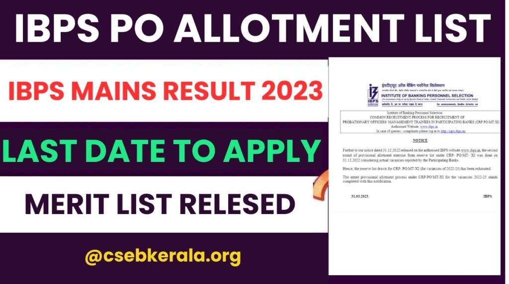 IBPS PO Allotment List 2024: Release Date, Result, Merit List, @ibps.in